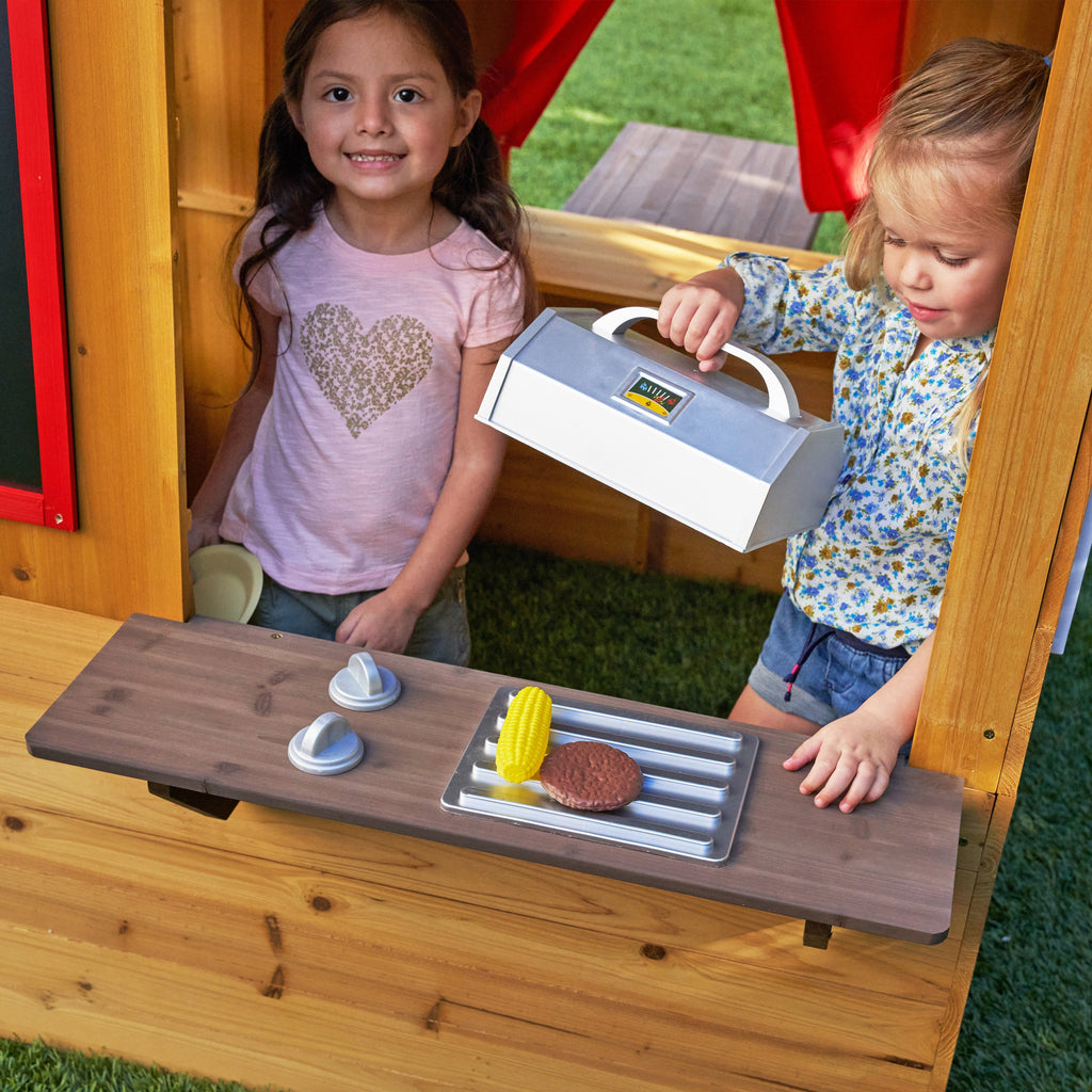 KidKraft Wooden Playhouse – Outdoor Garden Playhouse for Children, Kids Playhouse with Picnic Table & Accessories, Large 158cm Tall