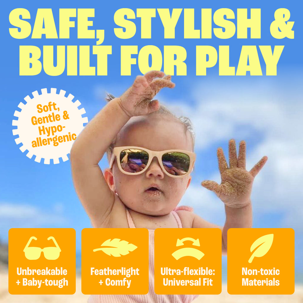 BABY SUNNIES Polarized Baby Sunglasses - Transparent Pink, 0-24 Months - UV400 Polarized Toddler Sunglasses - Adjustable Strap Infant Essentials - Unbreakable Flexible Baby Beach Essentials