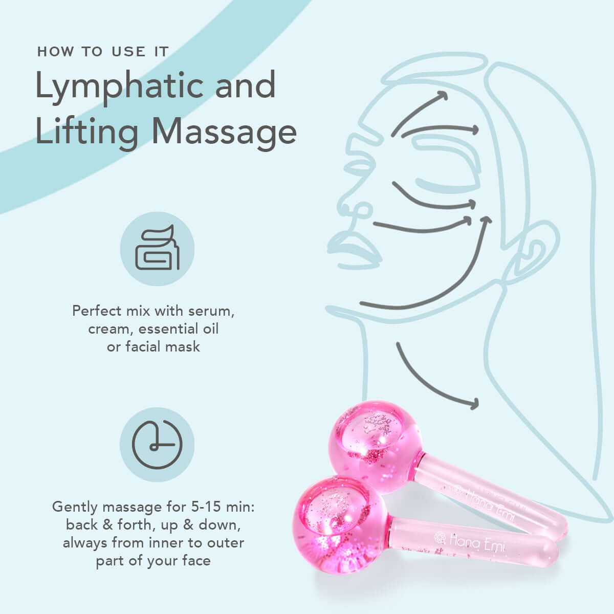Ice Globes voor Gezicht, Nek & Ogen — Set van 2 Roze Roestvrijstalen Cryo Sticks — Gezichtsmassager voor Lymfedrainage, Wallen & Donkere Kringen - Herbruikbaar Cryotherapie Huidverzorgingshulpmiddel van Hana Emi