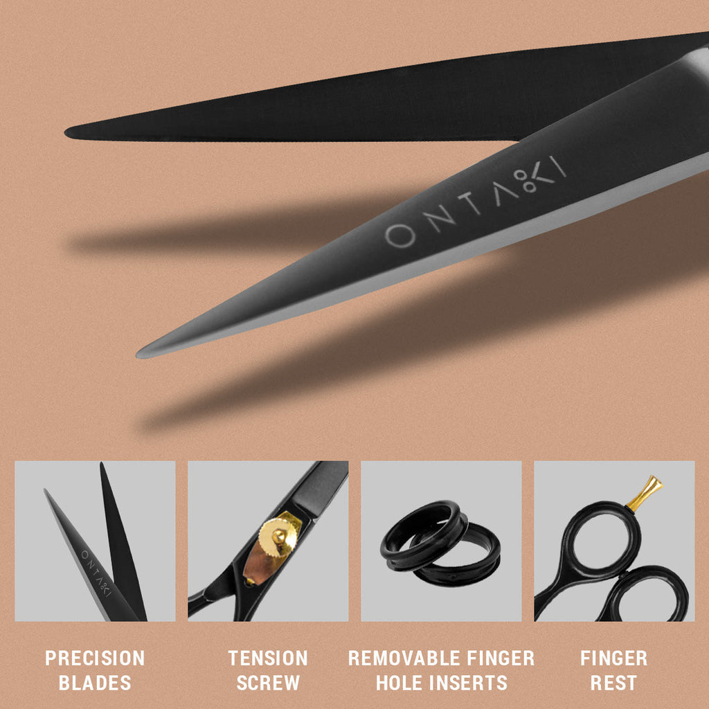 Nożyczki do brody i wąsów ONTAKI z japońskiej stali premium (5,5") czarne