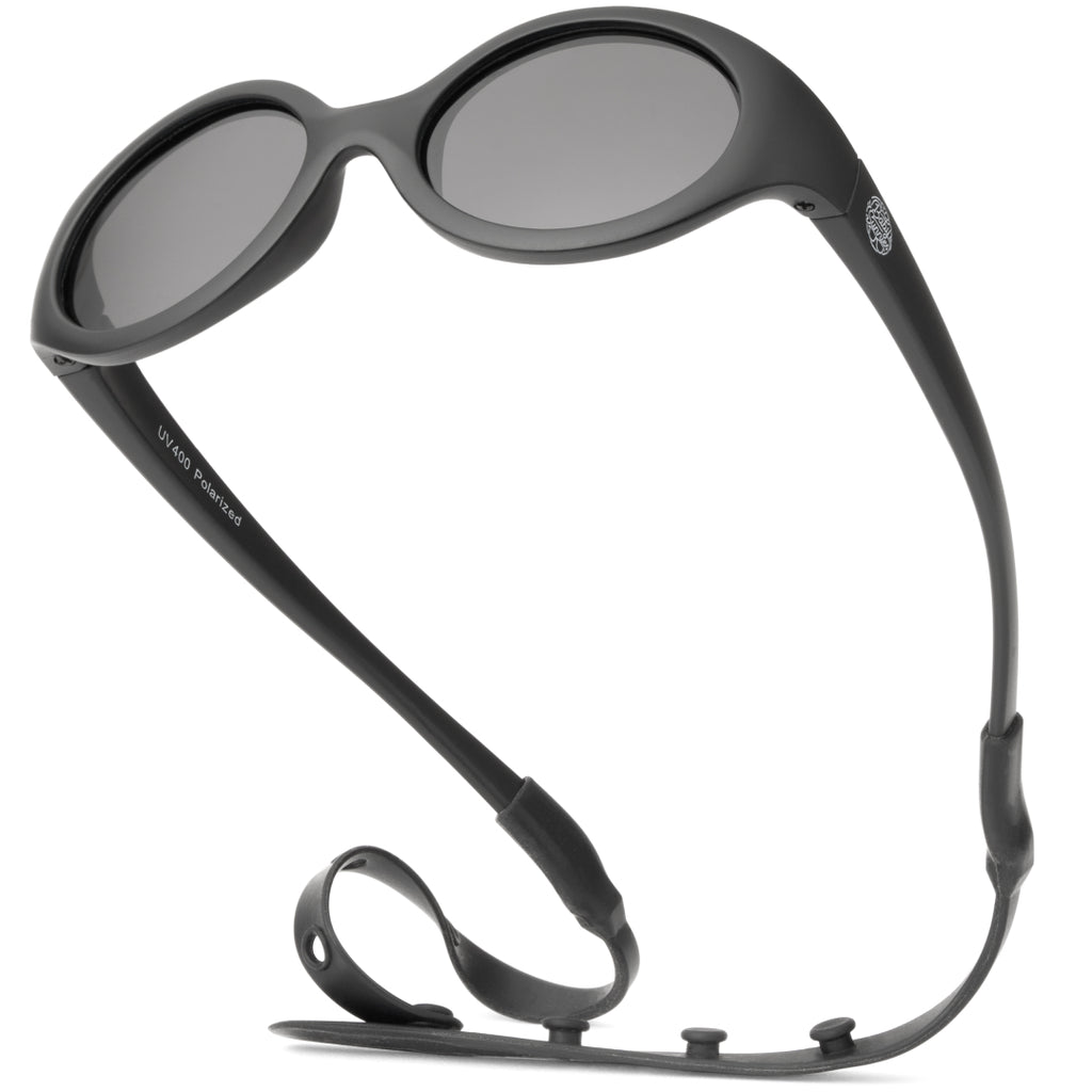 BABY SUNNIES Polarized Oval Baby Sunglasses - Oval Black - UV400 Protection for 0-24 Months - Bendable Frame with Shatterproof Design
