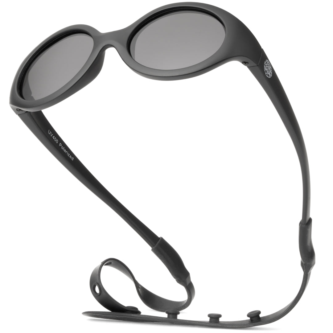 BABY SUNNIES Polarized Oval Baby Sunglasses - Oval Black - UV400 Protection for 0-24 Months - Bendable Frame with Shatterproof Design