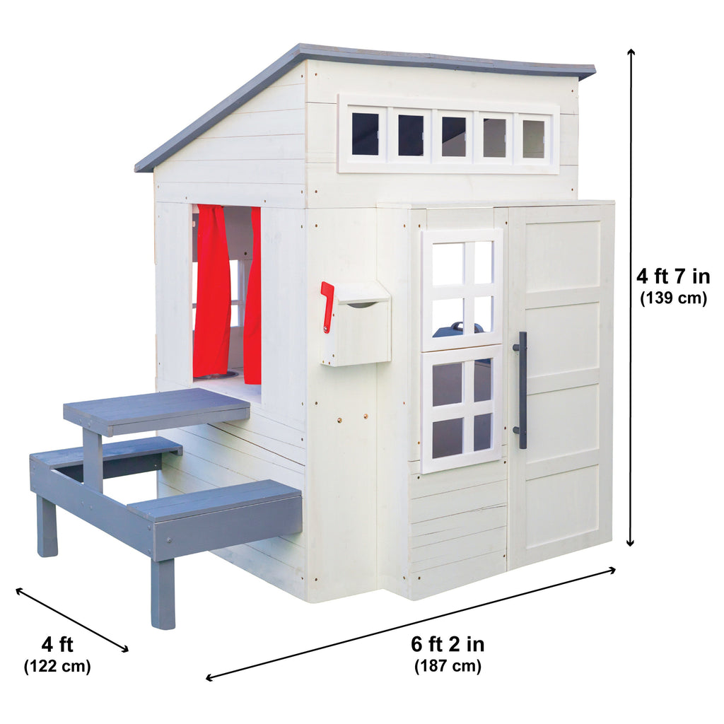 KidKraft Wooden Playhouse – Outdoor Garden Playhouse for Children, Kids Playhouse with Picnic Table & Accessories, Large 158cm Tall