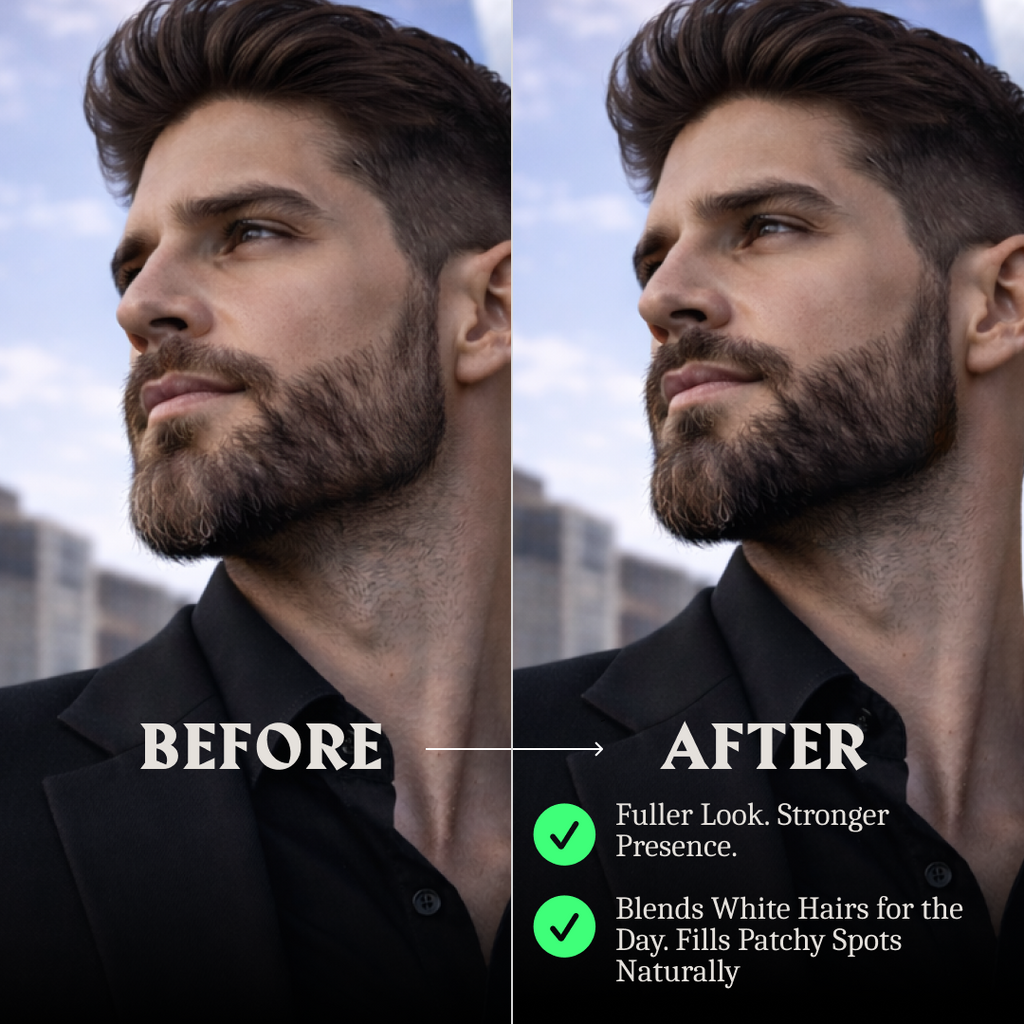 Stylo et pinceau pour remplissage de barbe - Crayon double embout - Couleur noir intense