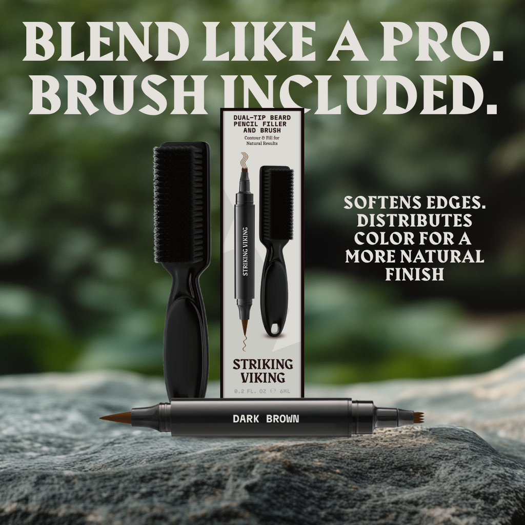 Stylo et pinceau pour remplissage de barbe - Crayon double embout - Couleur noir intense