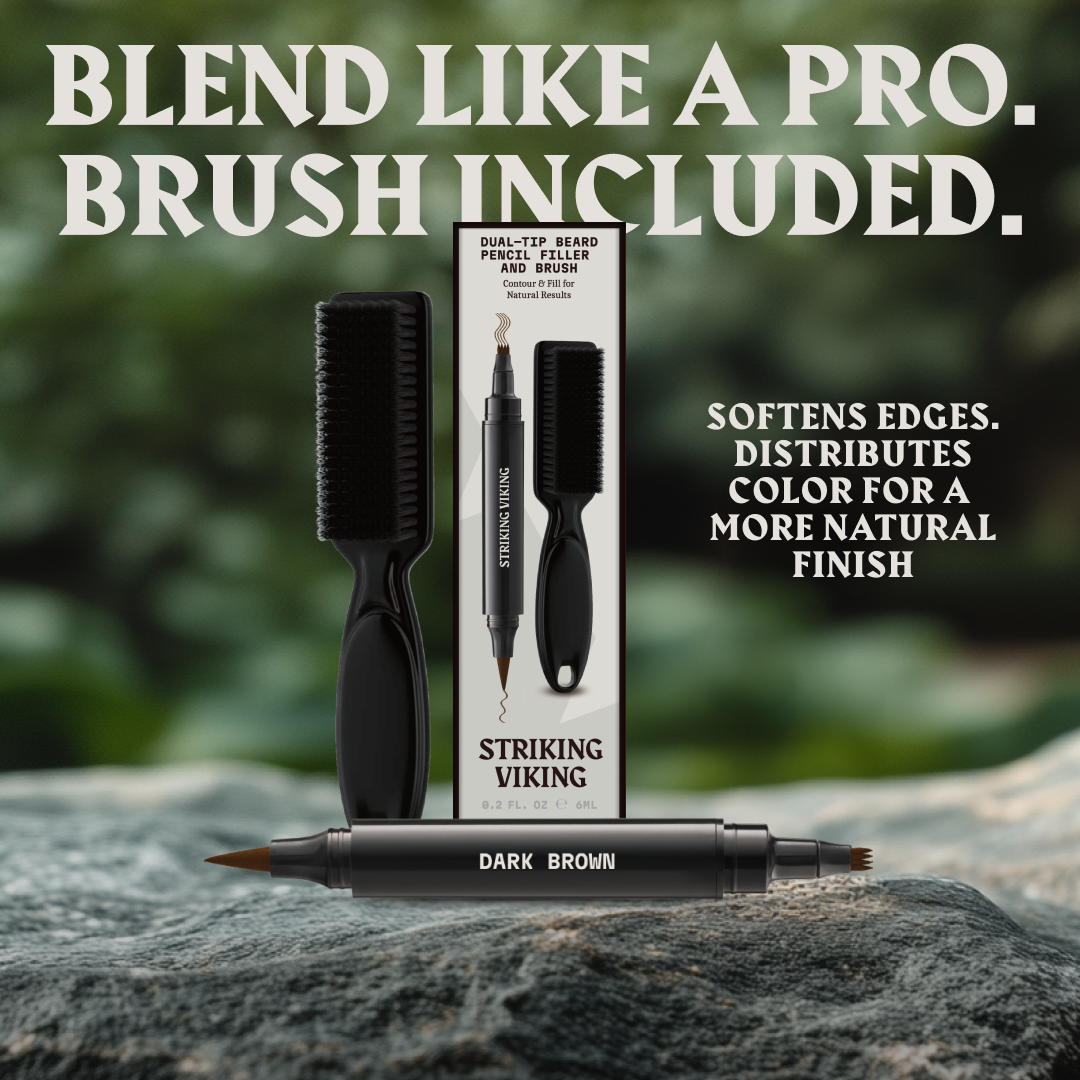 Stylo et pinceau pour remplissage de barbe - Crayon double embout - Couleur noir intense