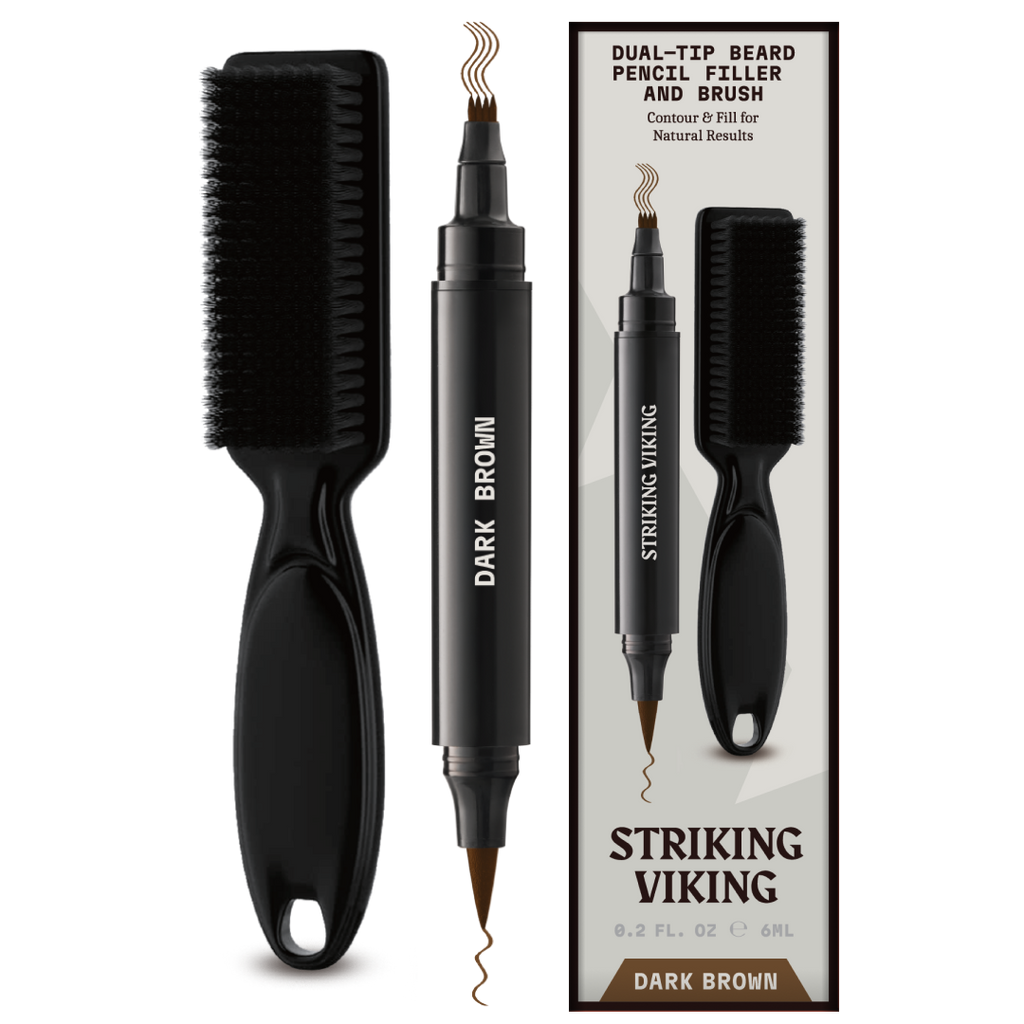 Stylo et pinceau pour remplissage de barbe - Crayon double embout - Couleur noir intense