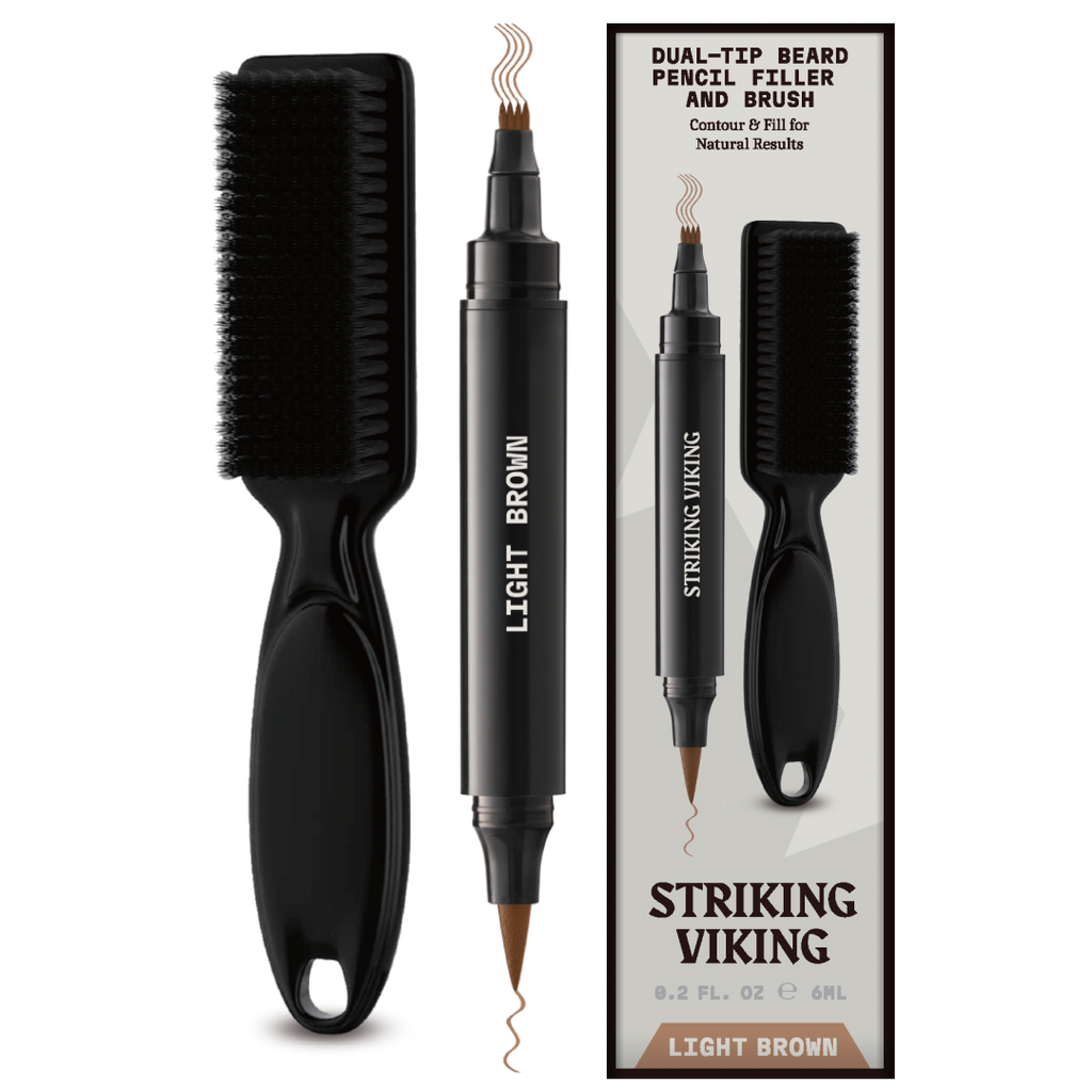 Stylo et pinceau pour remplissage de barbe - Crayon double embout - Couleur noir intense