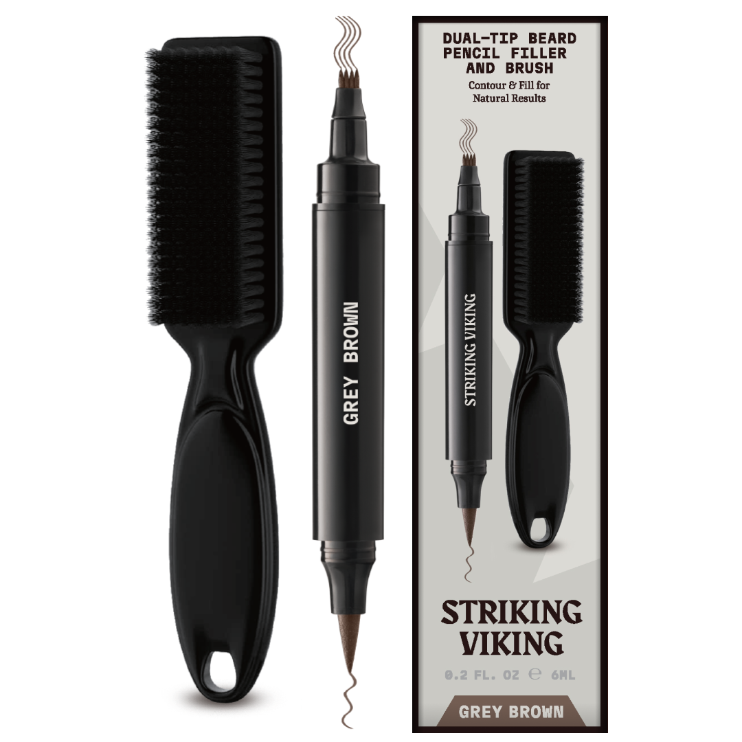 Stylo et pinceau pour remplissage de barbe - Crayon double embout - Couleur noir intense