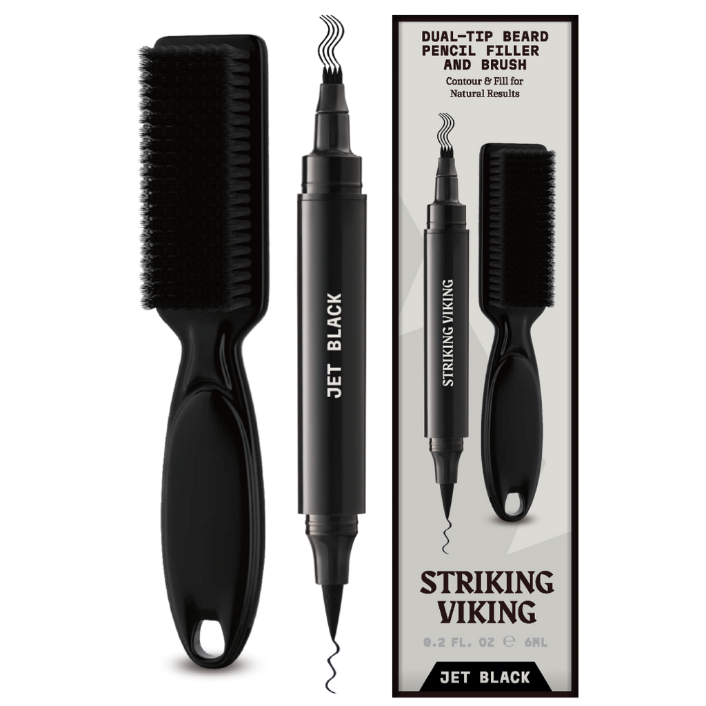 Stylo et pinceau pour remplissage de barbe - Crayon double embout - Couleur noir intense
