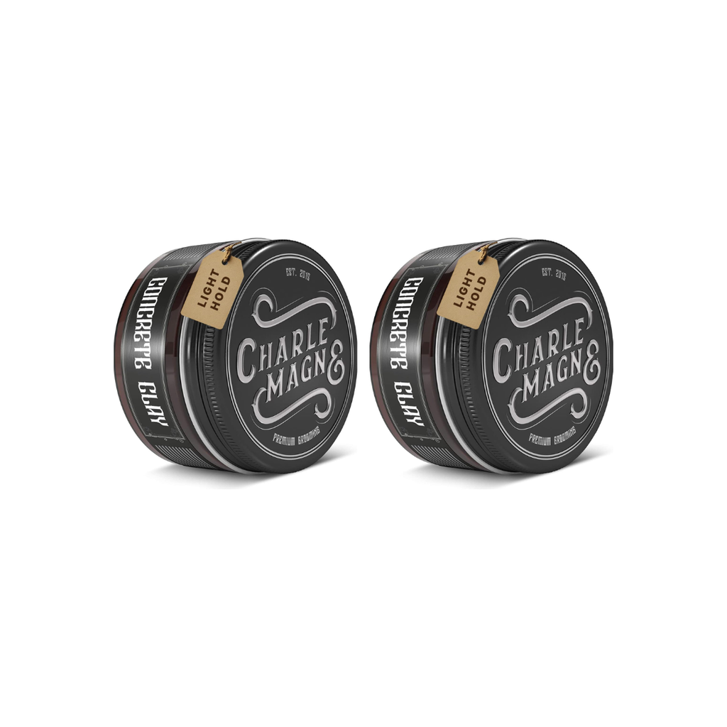 Charlemagne Concrete Clay Pomade – 100 ml – lichte hold – 2-pack