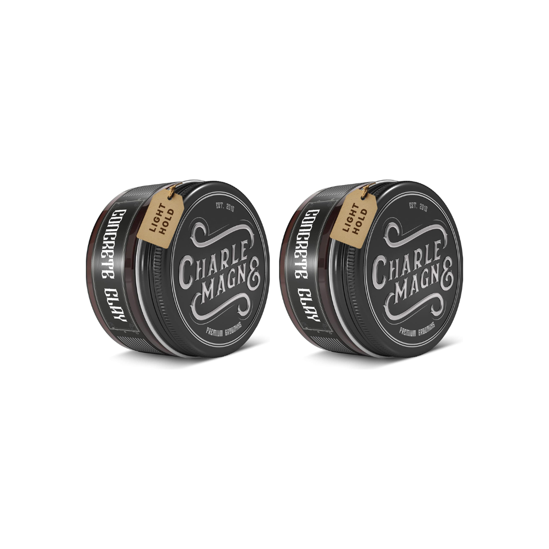 Charlemagne Pomade Concrete Clay – 100 ml – Tenue Légère – Lot de 2