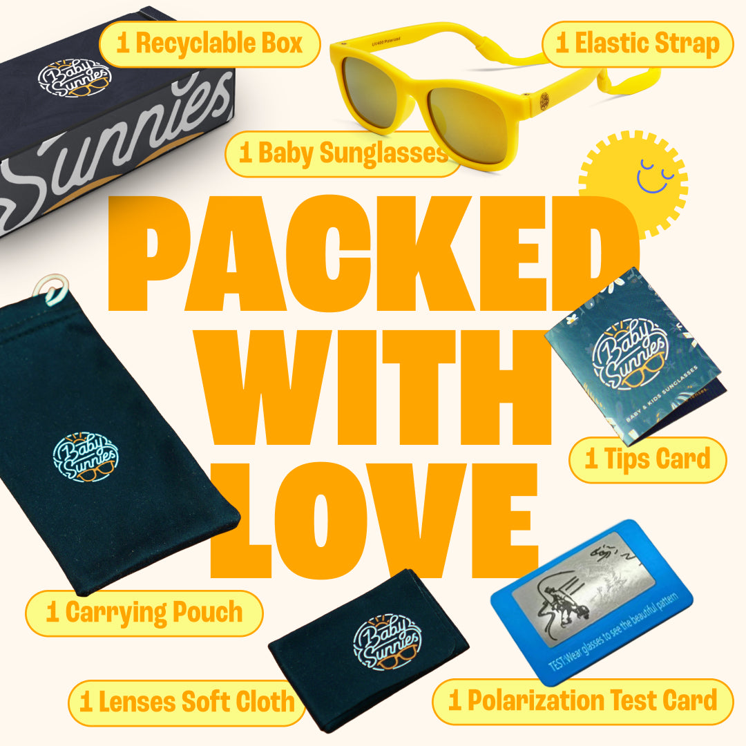 BABY SUNNIES Polarized Baby Sunglasses - Yellow, 0-24 Mo, Strap - Unbreakable Frame For Toddler Sunglasses - UV400 Protection & Infant Essentials - Stay-Put Strap & Baby Beach Essentials