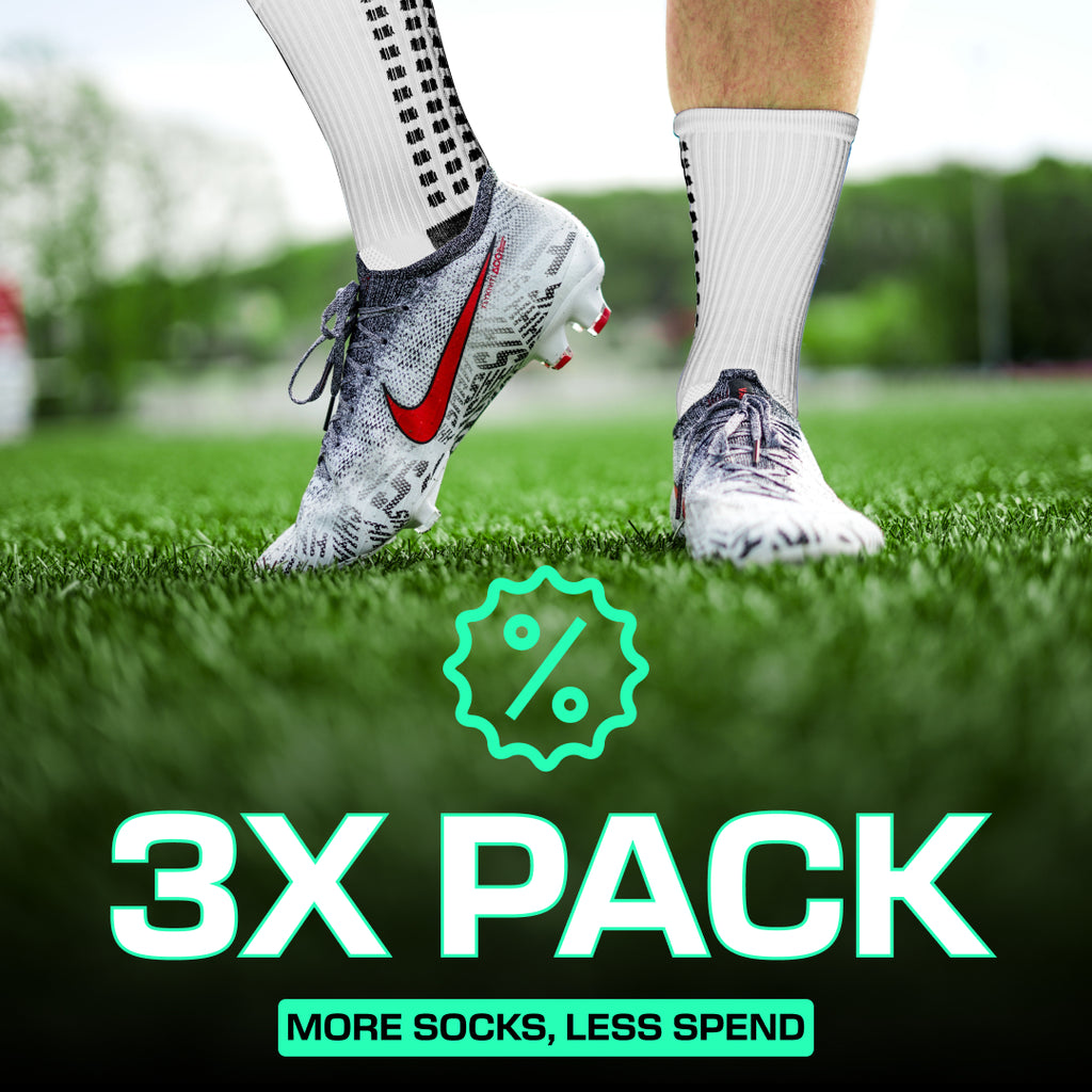 Lux Soccer Grip - Calf Sock - White - 3 pack