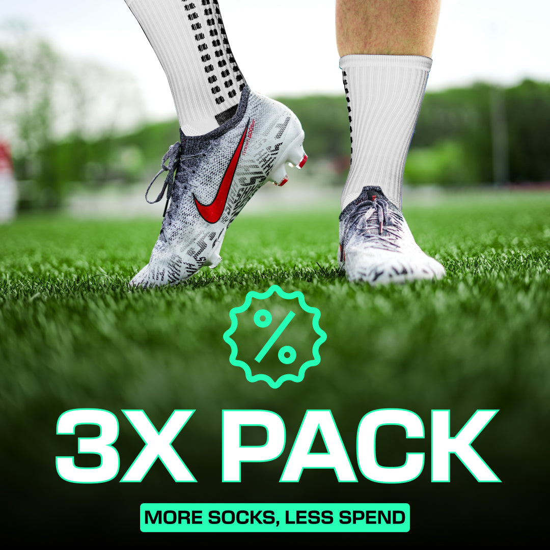 Lux Soccer Grip - Calf Sock - White - 3 pack