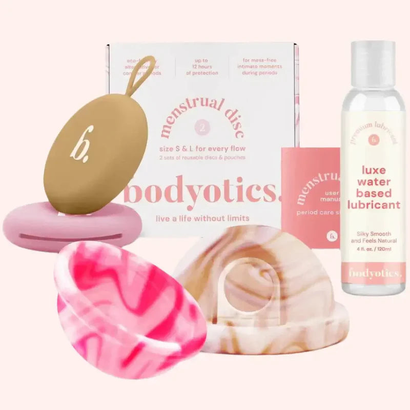 Water-Based Lube + Beige Reusable Menstrual Disc Set