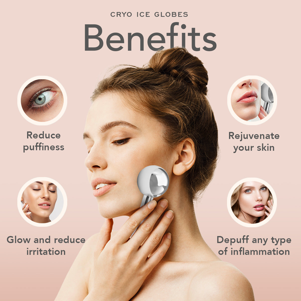 HaNaEmi Steel Ice Globe Face Massager - 2 pcs