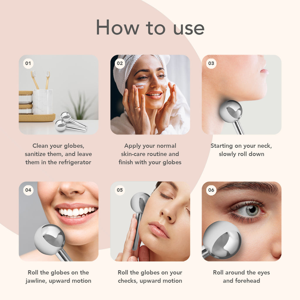 HaNaEmi Steel Ice Globe Face Massager - 2 pcs
