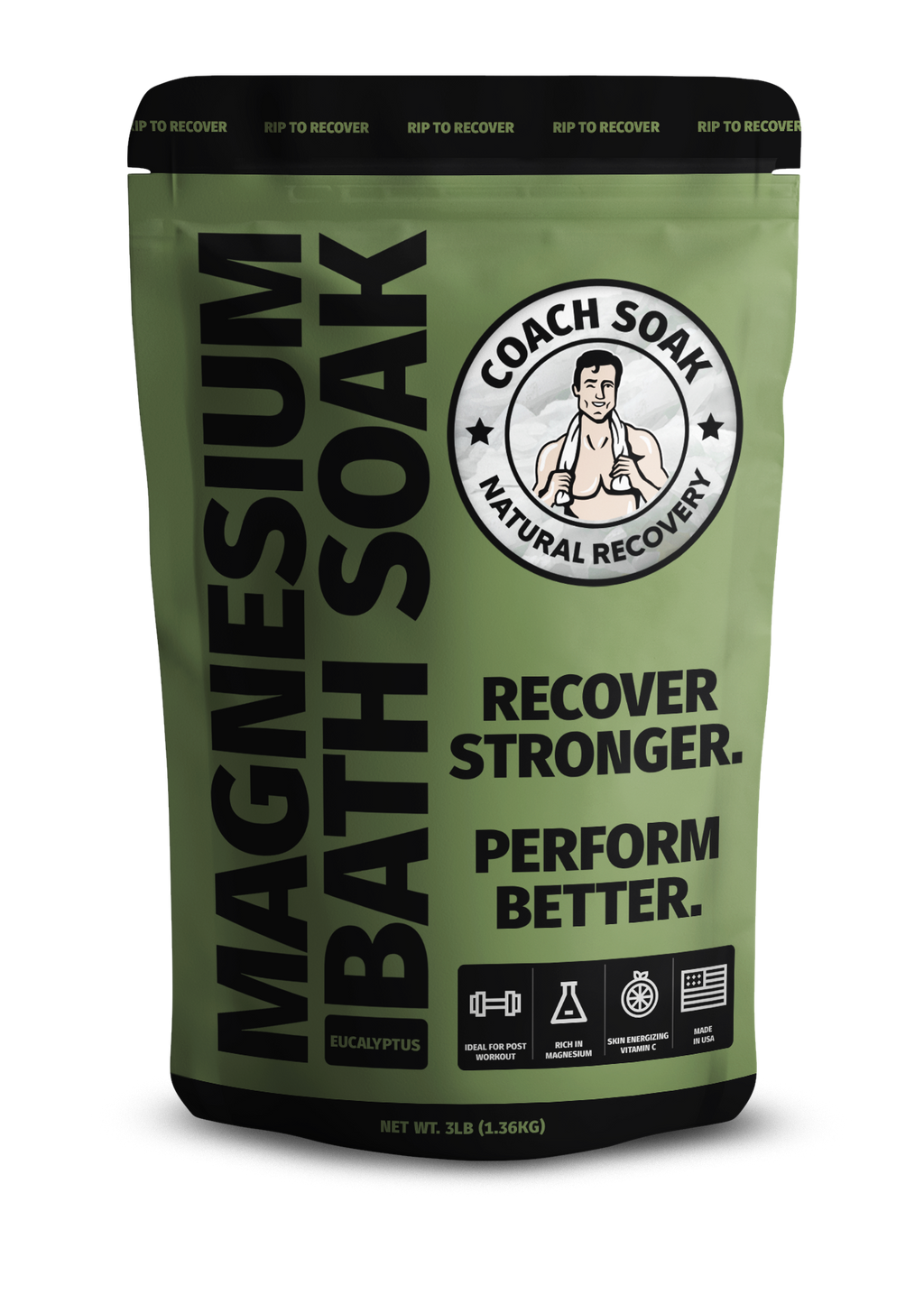 Coach Soak Recovery Bath Soak – Post Workout Magnesium Flakes - Eucaluptus Tea Tree