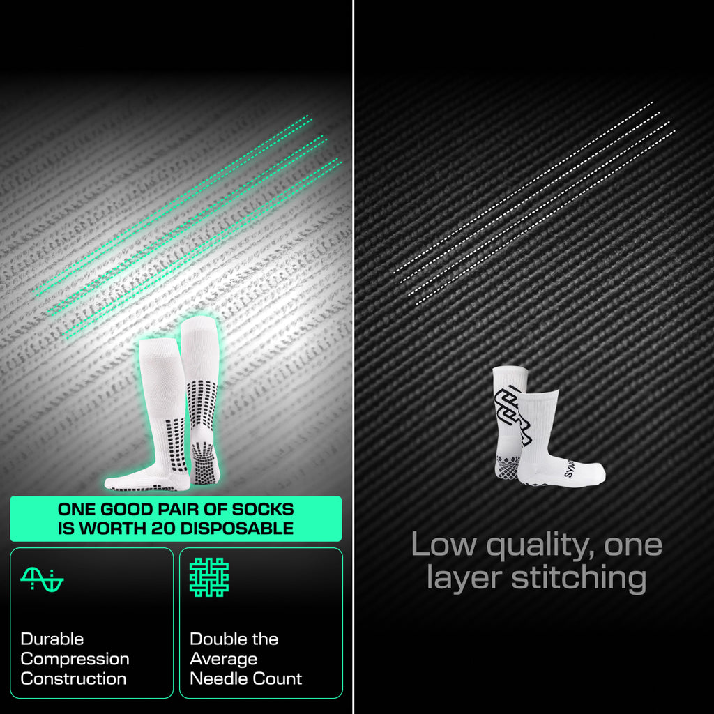 Lux Soccer Grip - Knee Sock - White