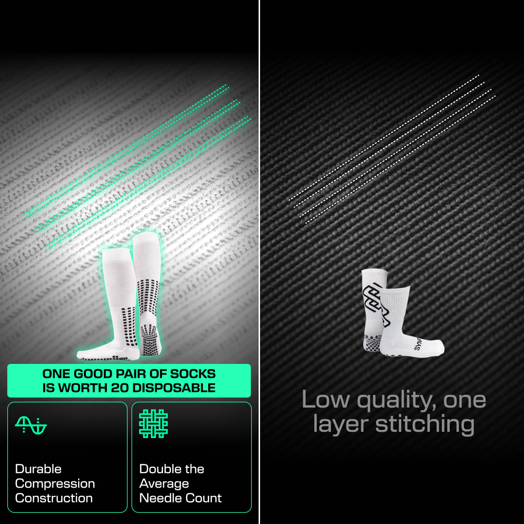 Lux Soccer Grip - Knee Sock - White