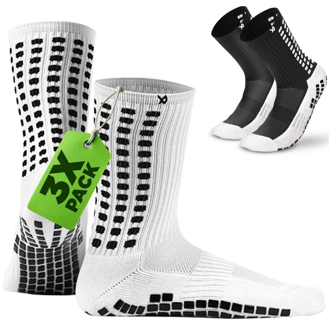 Lux Soccer Grip - Calf Sock - White - 3 pack