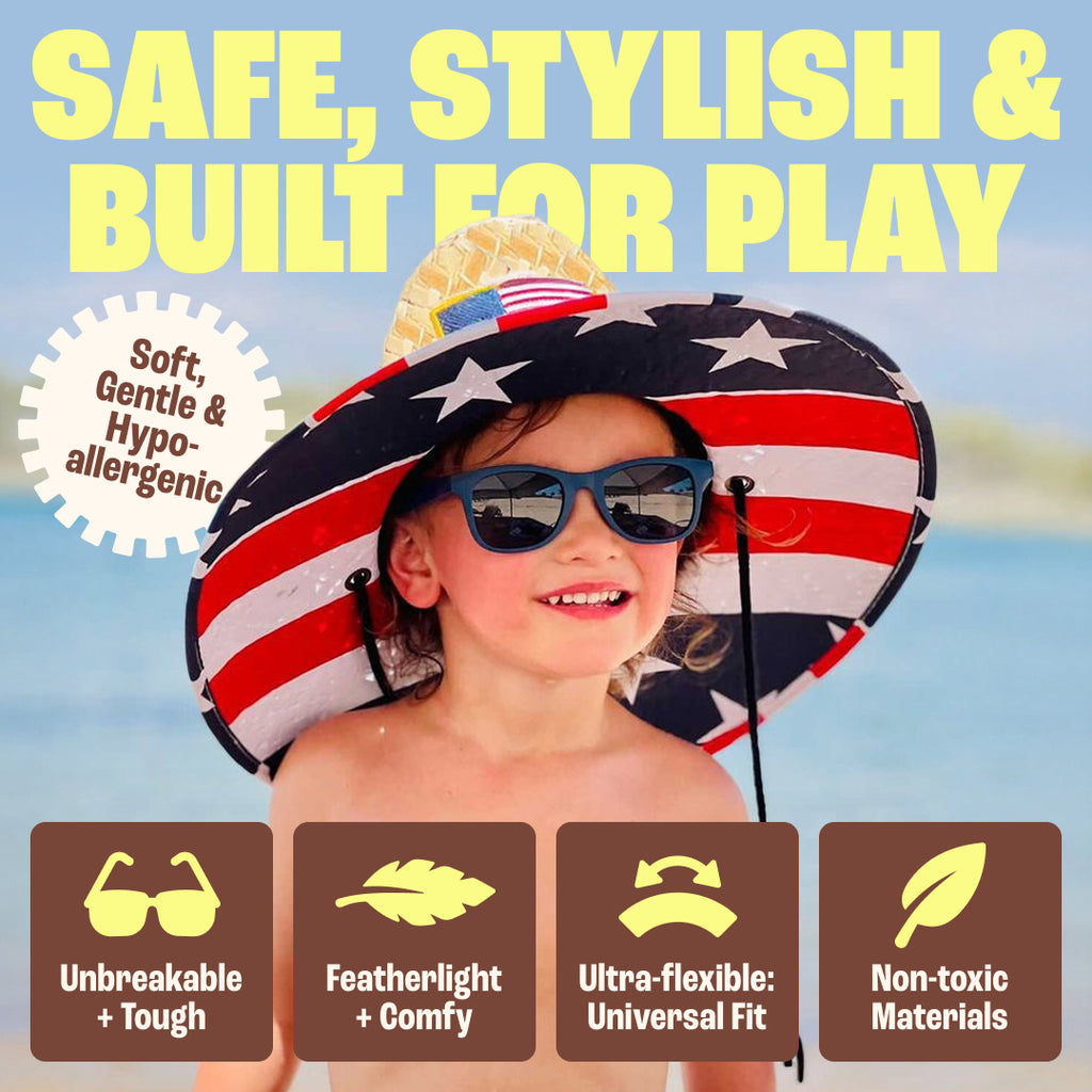 BABY SUNNIES Foldable Round Sunglasses - Brown, 2-8 Years - Unbreakable Design & Kids Sunglasses - Adjustable Strap & Kids Travel Essentials - Durable Bendable Frame & Road Trip Must Haves