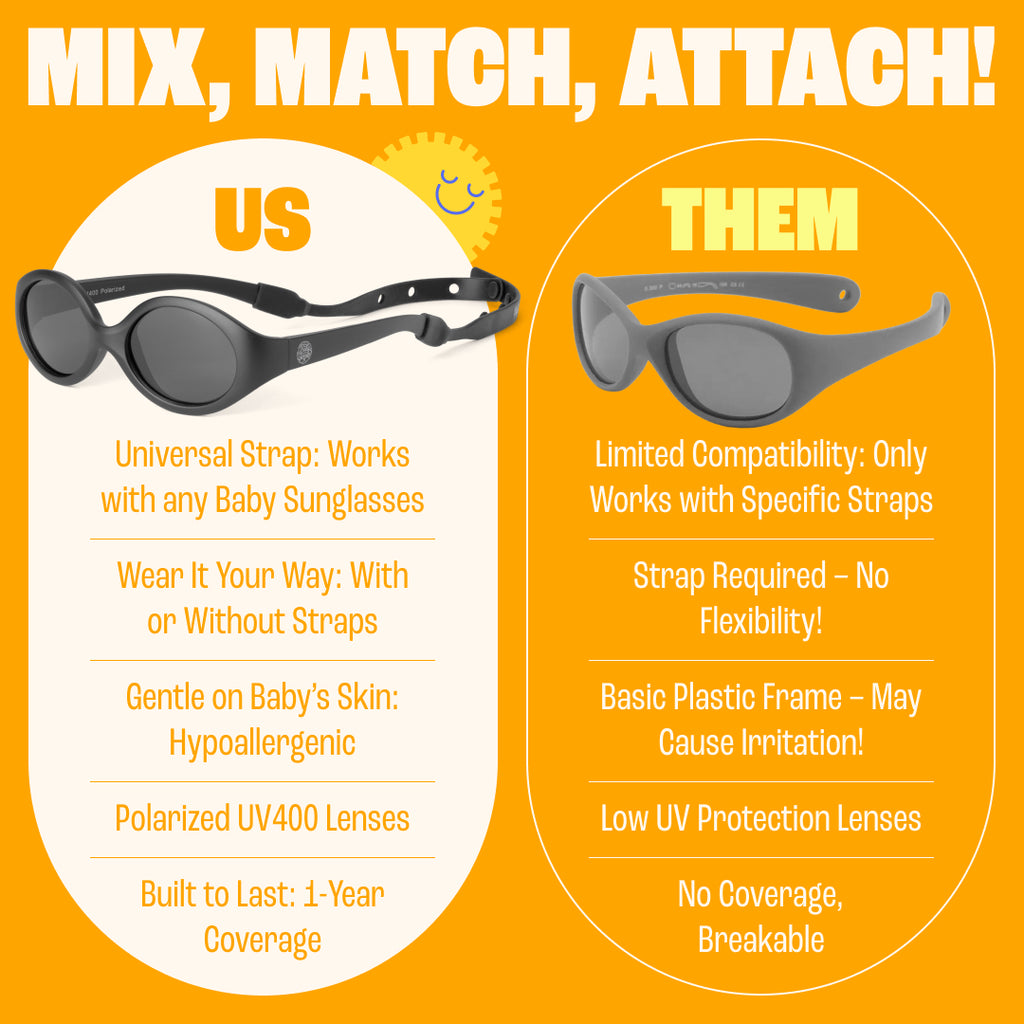 BABY SUNNIES Polarized Oval Baby Sunglasses - Oval Black - UV400 Protection for 0-24 Months - Bendable Frame with Shatterproof Design