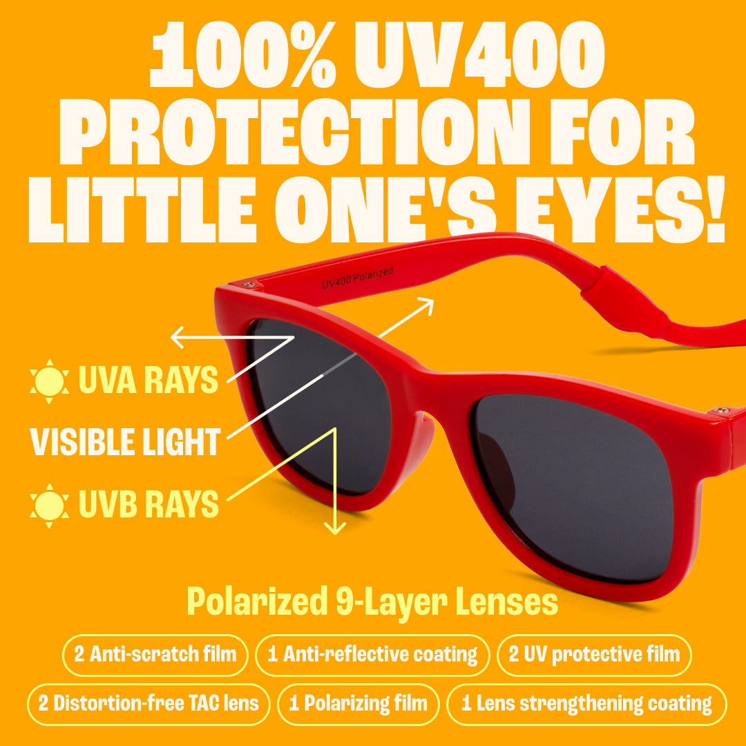 BABY SUNNIES Polarized Baby Sunglasses - Red, 0-24 Months, Strap - Shatter-Resistant Toddler Sunglasses - UV400 Protection for Baby Beach Essentials - Adjustable Strap for Infant Essentials