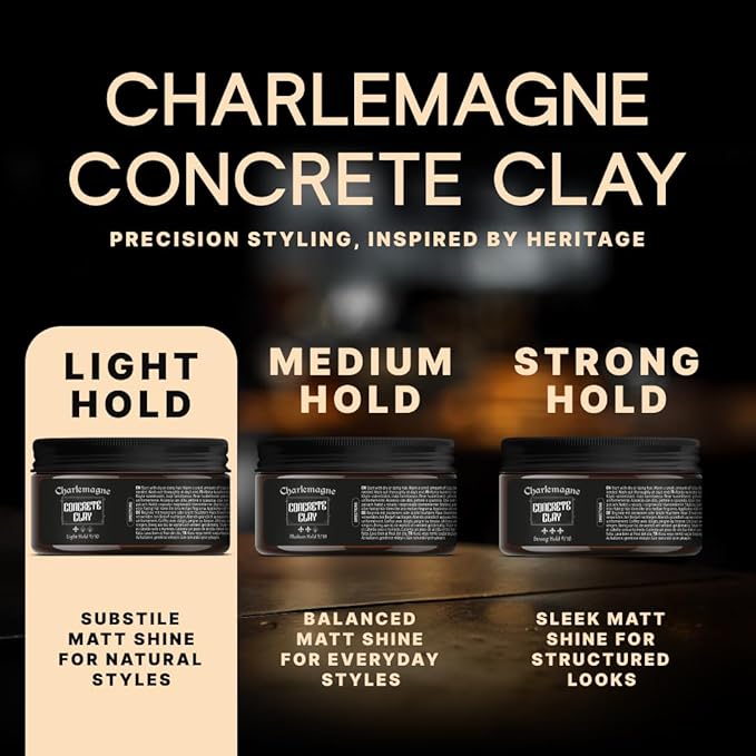 Charlemagne Concrete Clay Pomade – 100 ml – lichte hold – 2-pack