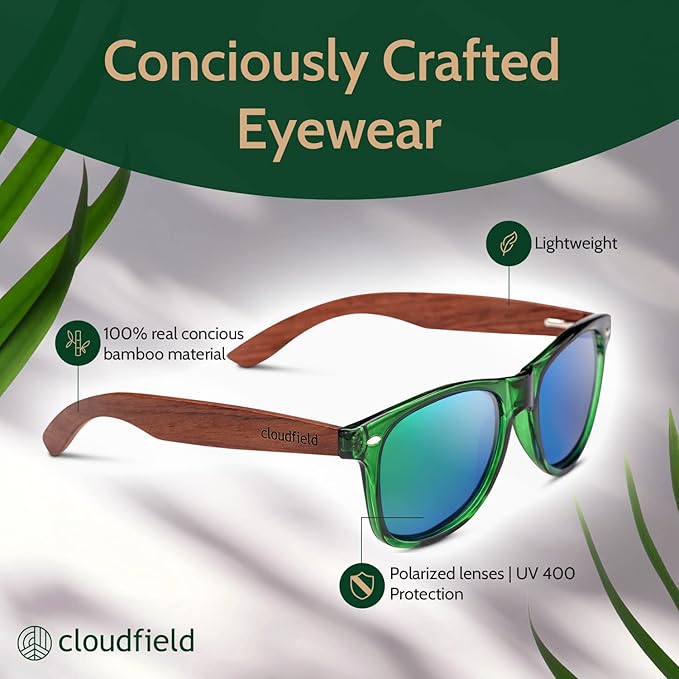 Lunettes de soleil en bambou Cloudfield - Bleu vert