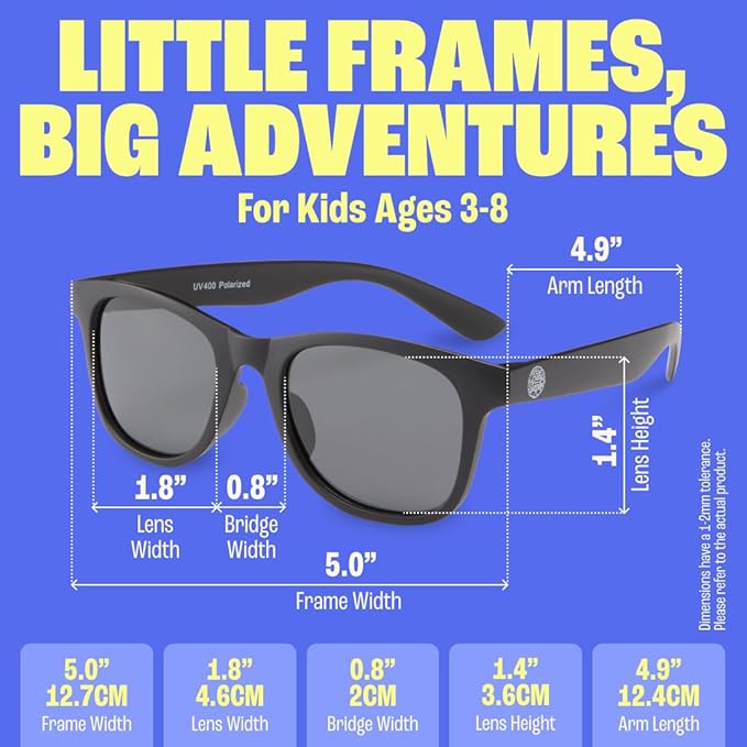 Babysunnies Zwarte Flexibele Gepolariseerde Kinderzonnebril 3-8 Jaar