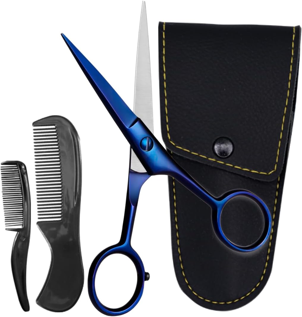 ONTAKI Professional German Steel Beard & Mustache Scissors (5") – Silver