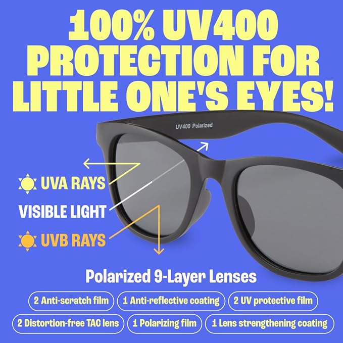 Babysunnies Zwarte Flexibele Gepolariseerde Kinderzonnebril 3-8 Jaar