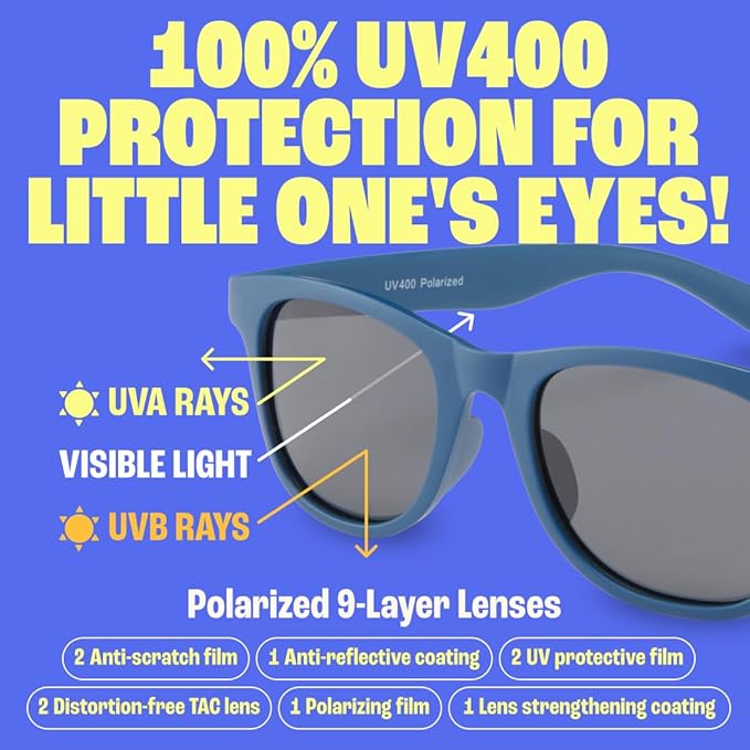 Babysunnies Navy Blue Flexibele Gepolariseerde Kinderzonnebril 3-8 Jaar