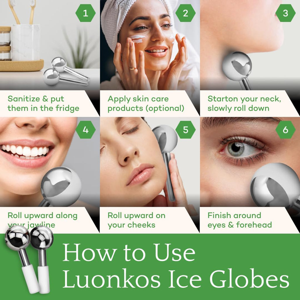 Luonkos Steel Ice Globe Face Massager - 2 pcs