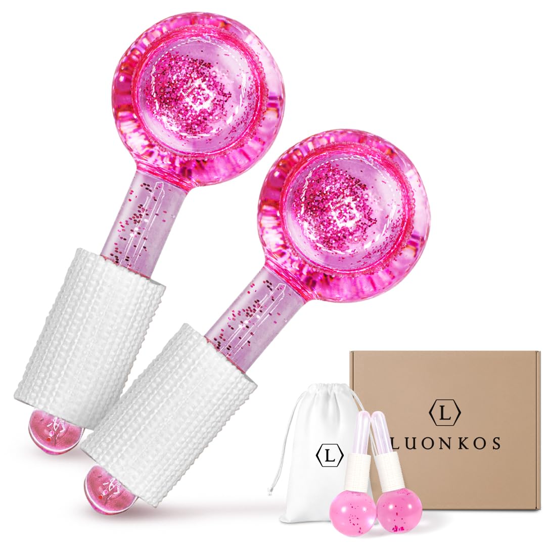 Luonkos Glass Ice Globe Face Massager - pink - 2 pcs