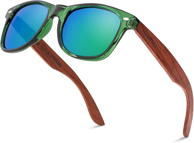 Lunettes de soleil en bambou Cloudfield - Bleu vert