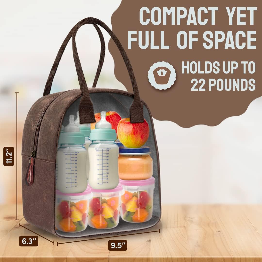 ASEBBO Insulated Lunch Bag for Women & Men (Chocolate Brown)