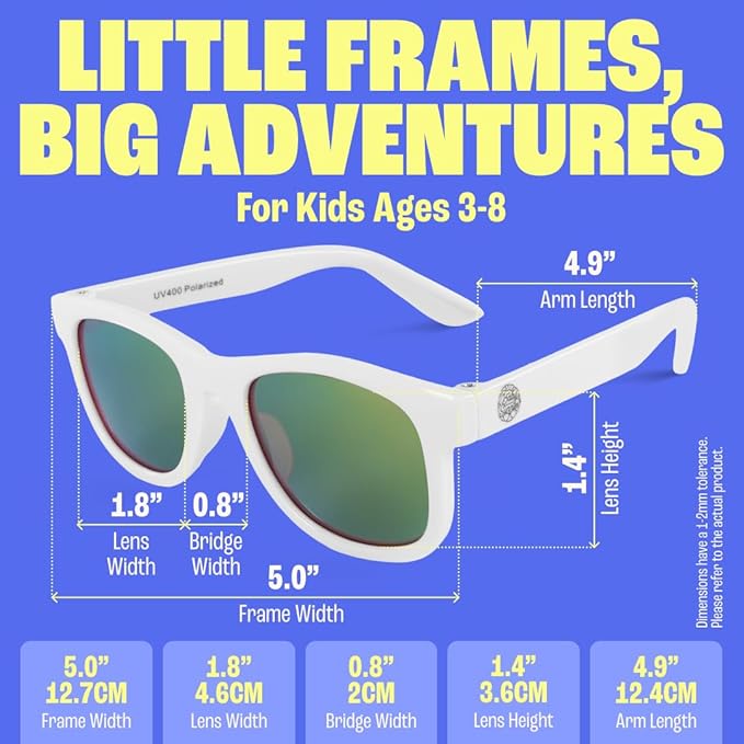 Babysunnies Witte Gepolariseerde Kinderzonnebril (3–8 Jaar) – Flexibele UV400 Kinderzonnebril