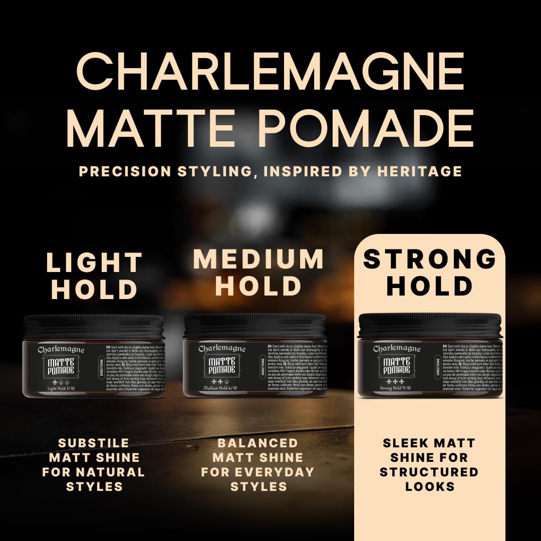 Charlemagne Pomade Originale – Parfum Old School – Forte Tenue – Lot de 3