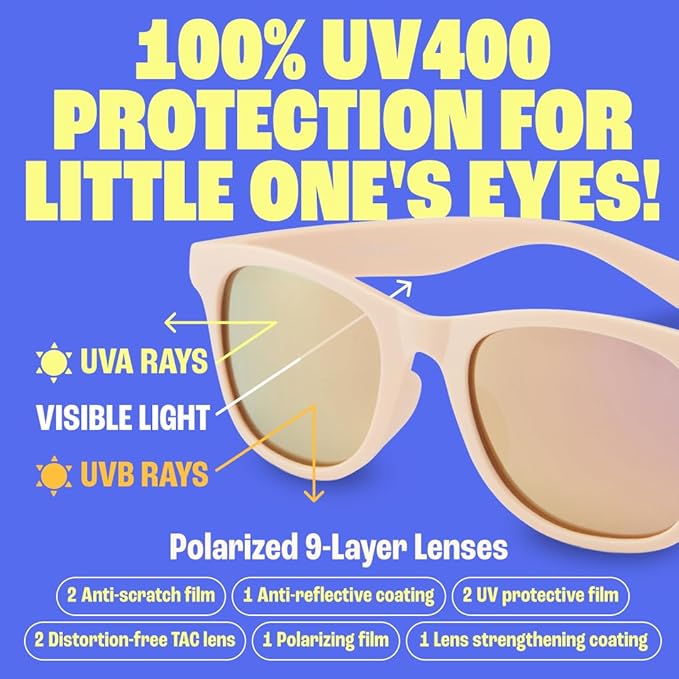 Babysunnies Perzikgekleurde Gepolariseerde Kinderzonnebril (3–8 Jaar) – Flexibele UV400 Kinderzonnebril