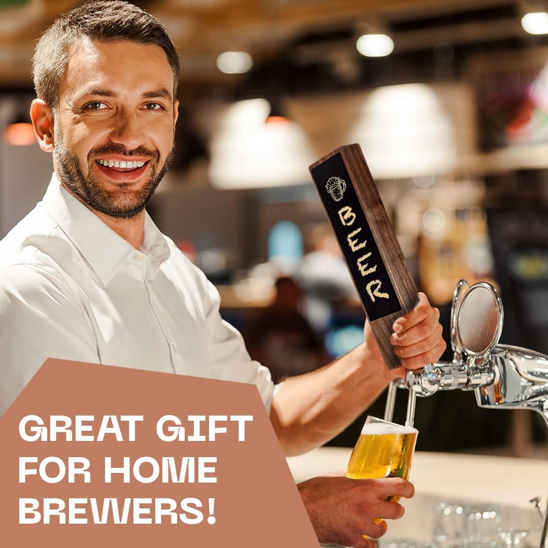 Beer Tap Handles - Beer Tap - Pack of 2 - Chalkboard Included - Pen Included - Chalkboard Tap Handle - 1919 Tap Handle - Cool Beer Taps Handles - Brown Chalkboard Beer Tap Handle