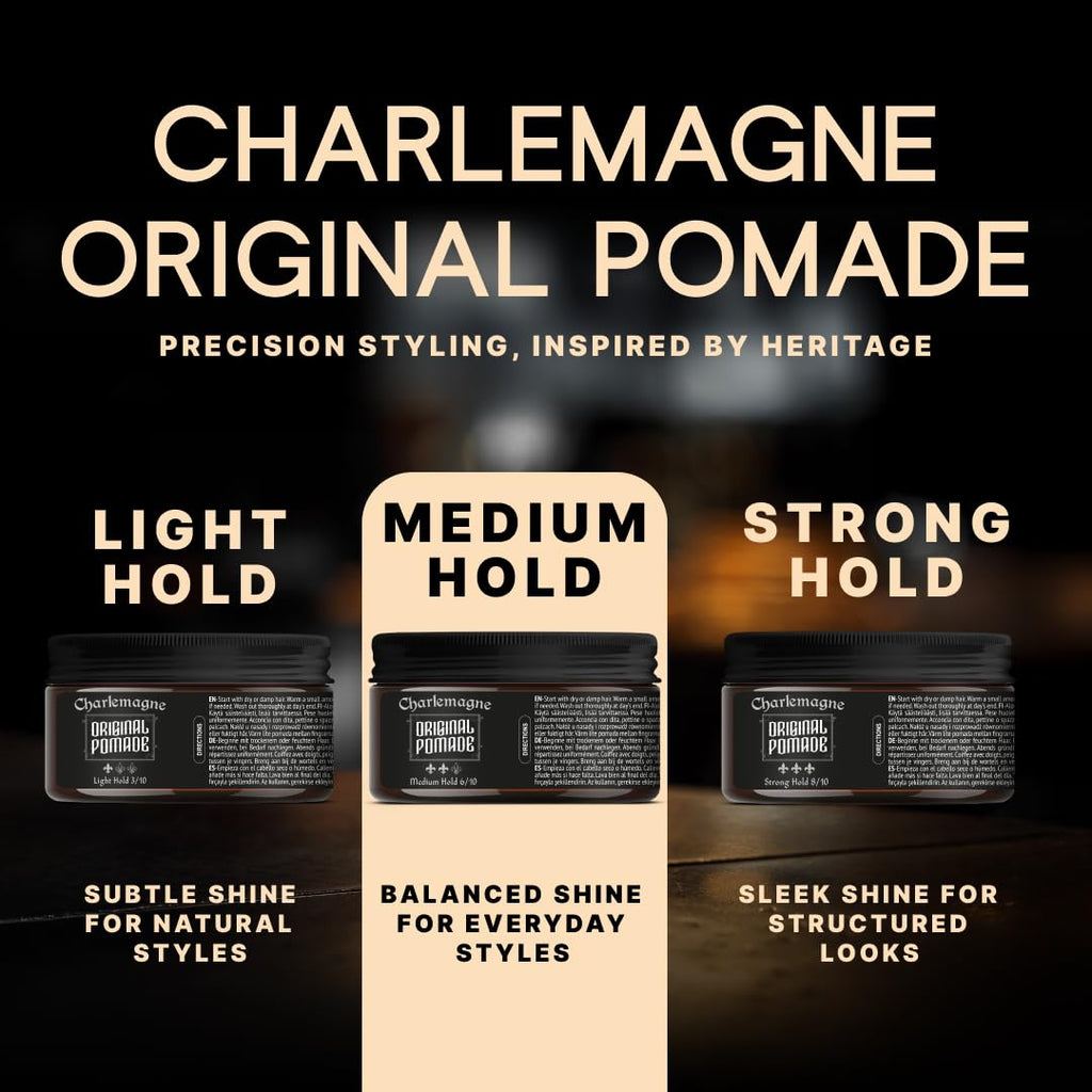 Charlemagne Originele Pomade – Old School geur – medium hold – 3-pack