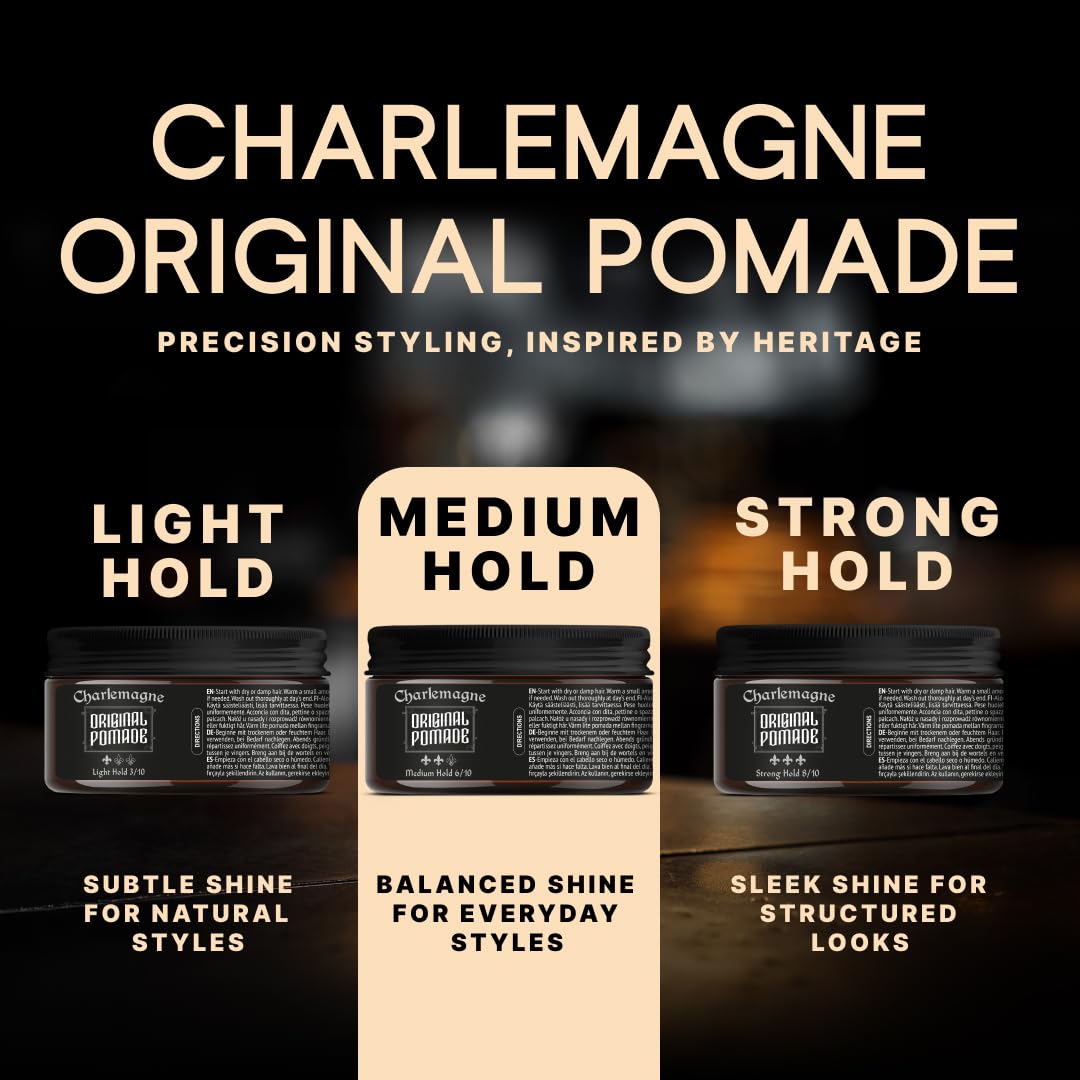 Charlemagne Pomade Matte – Cuir – Tenue Moyenne – Lot de 2