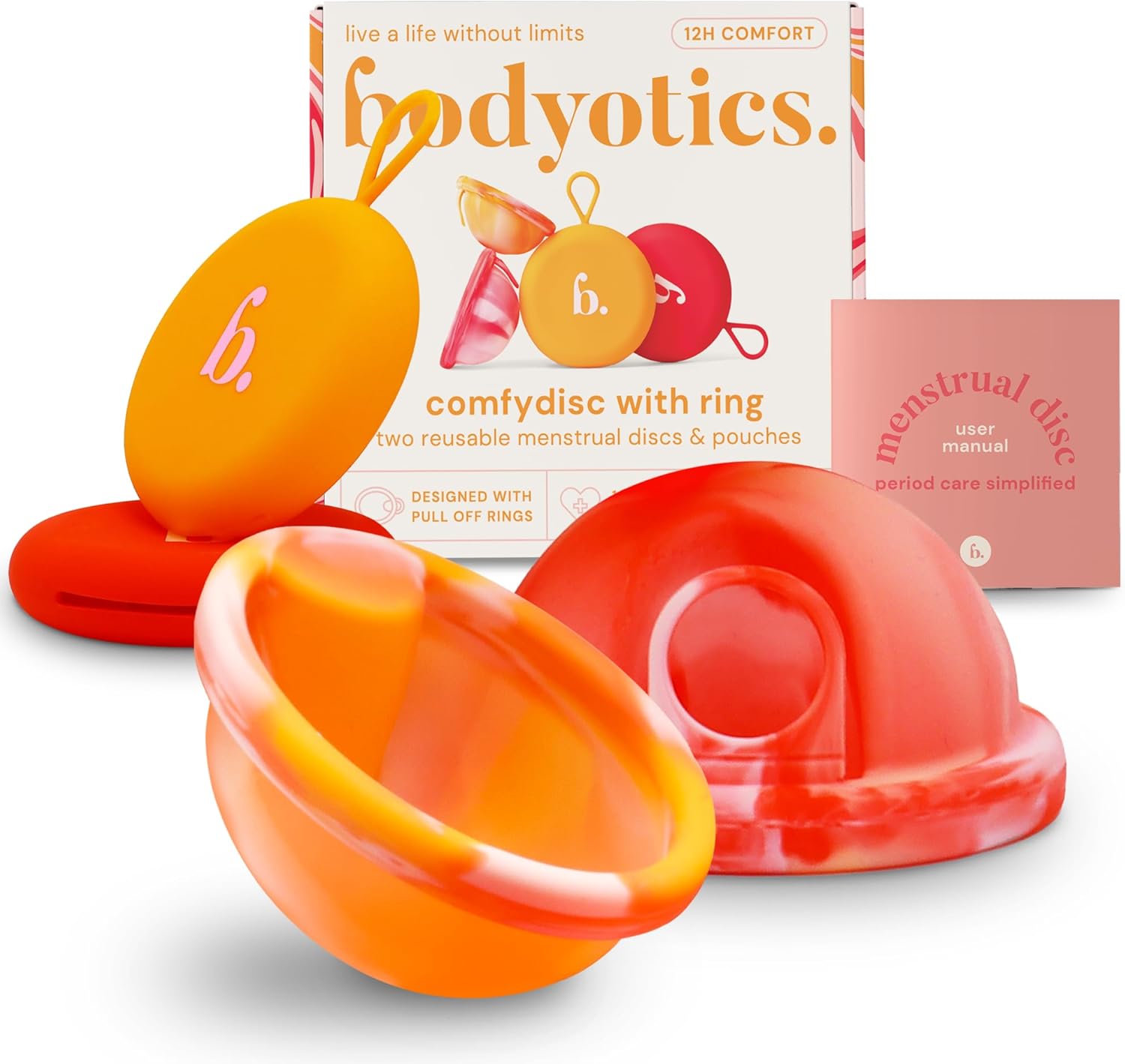 Disques Menstruels - Bodyotics Comfydisc Réutilisables - 2 pièces - Rouge & Orange