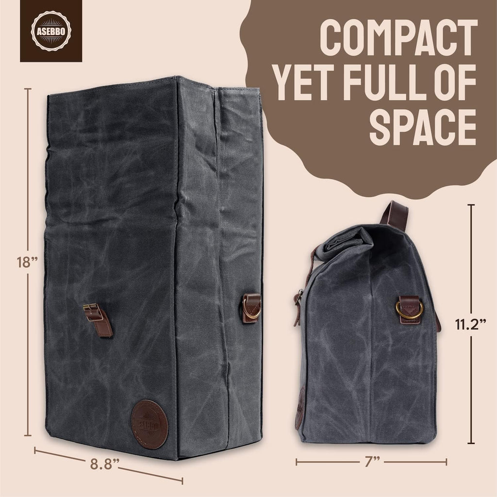 Insulated Sturdy Waxed Canvas Lunch Bag for Men and Women - 10L - Grey