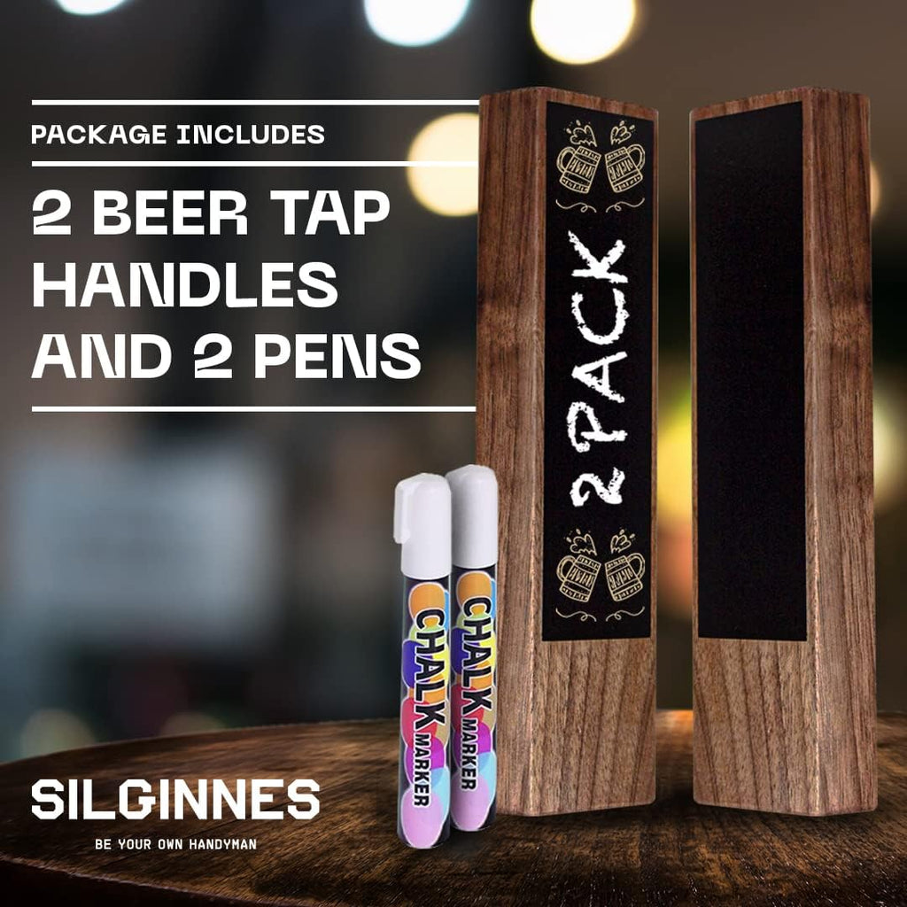 Beer Tap Handles - Beer Tap - Pack of 2 - Chalkboard Included - Pen Included - Chalkboard Tap Handle - 1919 Tap Handle - Cool Beer Taps Handles - Brown Chalkboard Beer Tap Handle