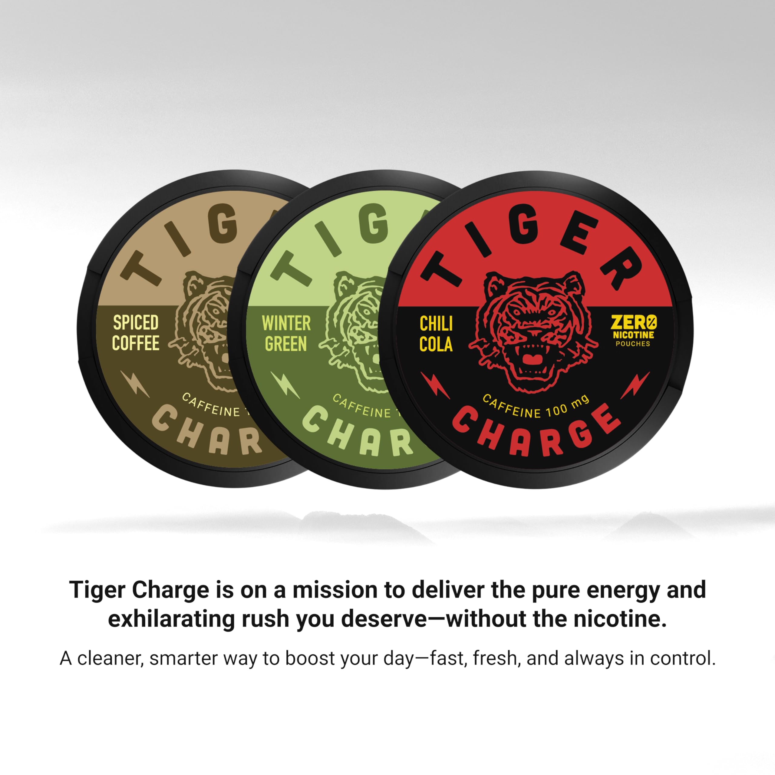 Tiger Charge Spiced Coffee Caffeine Pouches, 100mg Caffeine per Pouch, Sugar-Free Oral Energy Supplement, Portable Coffee-Flavored Energy Boost, 5-Pack