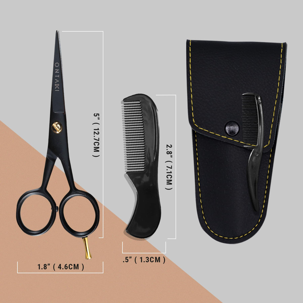 German Steel Beard & Mustache Scissors with Finger Rest (5")